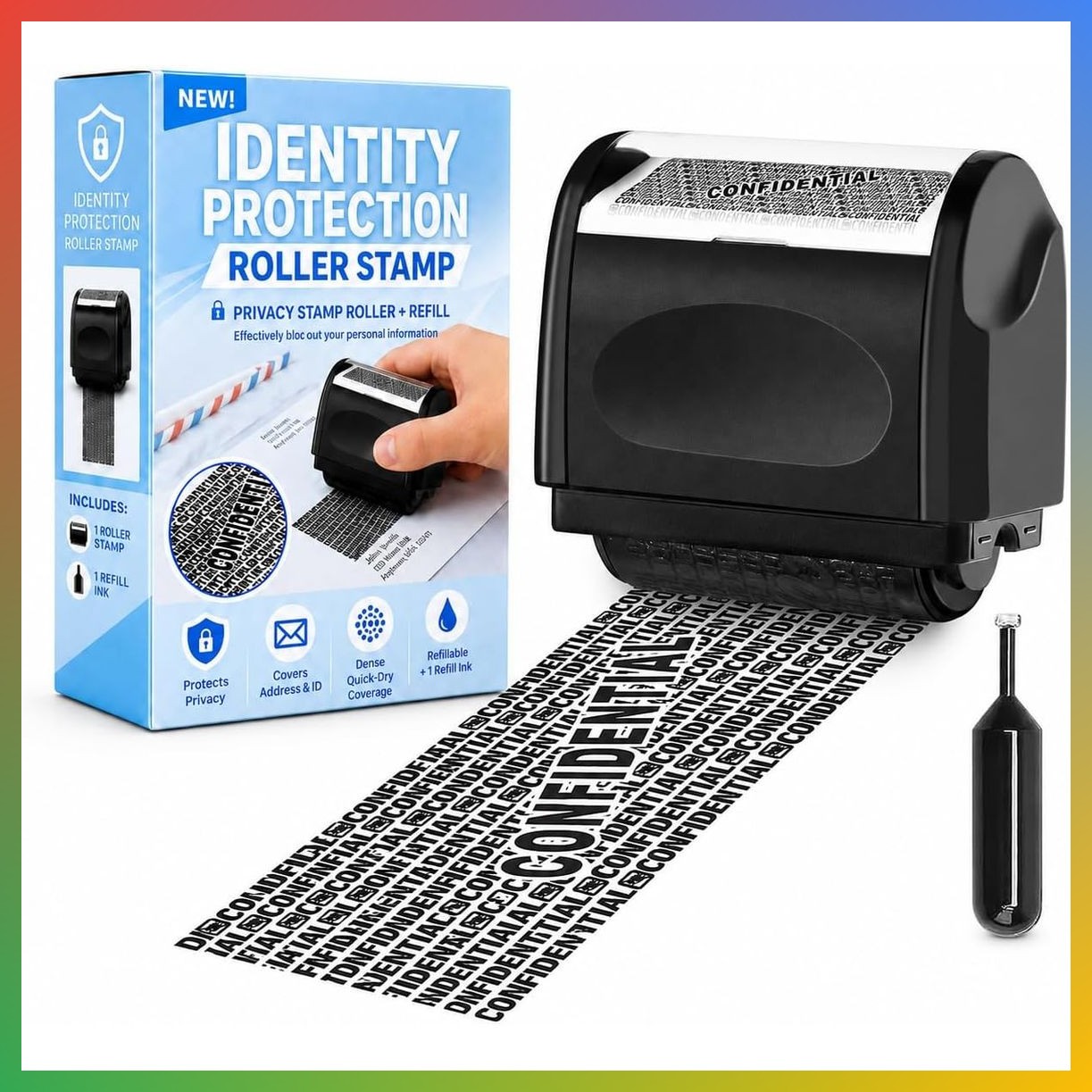Identity Theft Protection Roller Stamp 1 Pack Confidential Security Cover Privac