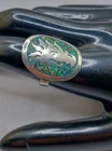 Vintage Taxco Mexico Dragon Ring Sterling Silver Turquoise Inlay Adjustable JCL