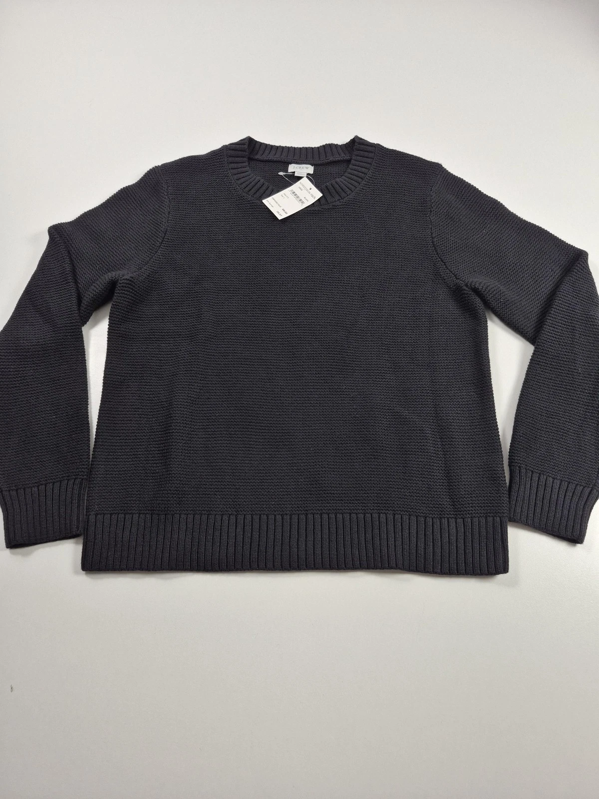 J Crew Sweater Mens Large Black Cotton Polyamide Wool Crewneck Pullover H3528