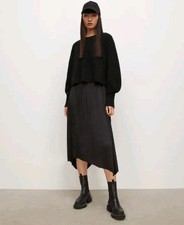 BNWT ALLSAINTS BLACK 2 IN 1 WOOL BLEND JUMPER MIDI SLIP DRESS SIZE XS
