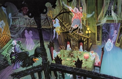 Disney Haunted Mansion Ballroom Scene Record Sketch 13x19 Print Art