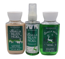 Bath  Body Works VANILLA BEAN NOEL BODY Mist Lotion Gel TRAVEL SIZE 3 PACK 
