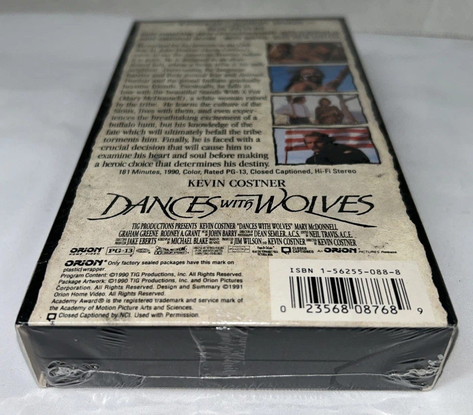 Dances with Wolves (VHS, 1991) NEW SEALED Watermark - Kevin Costner - Image 4 of 4