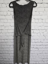 Revolve Norma Kamali Tie Front Midi Dress Womens M Gray Snake Sleeveless Fitted