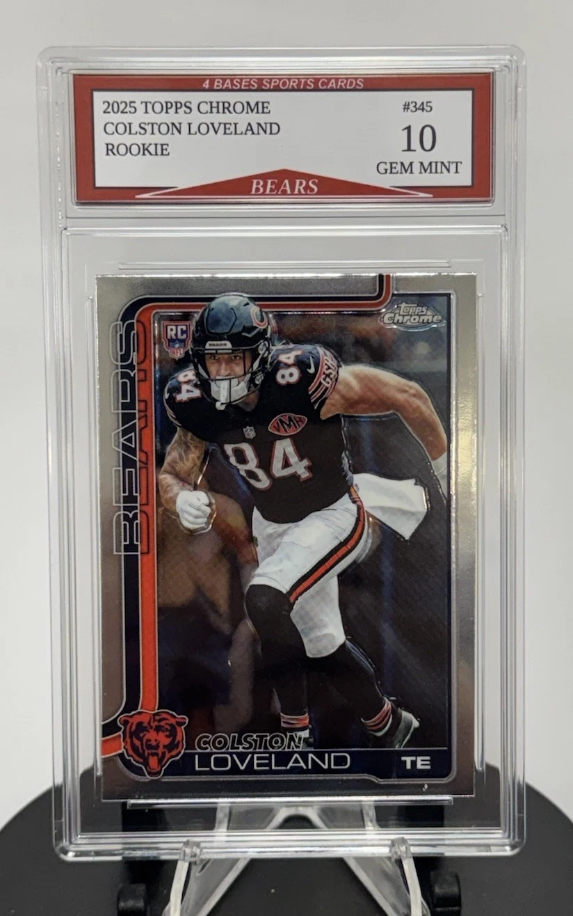 2025 Topps Chrome Colston Loveland Bears Rookie Card #345 Gem Mint 10