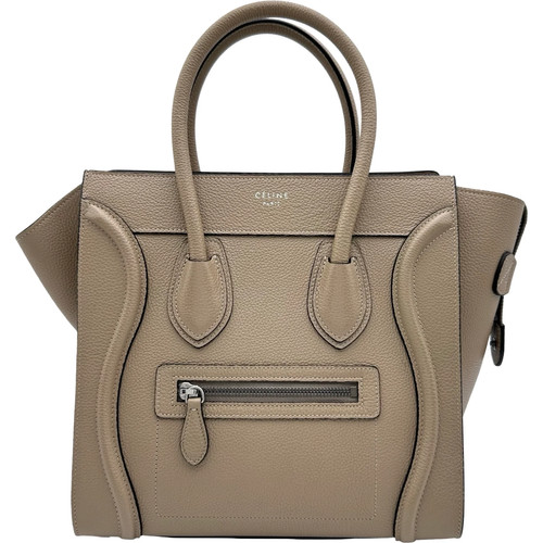 CELINE Luggage Micro 189793 Beige SHW Drummed Calfskin #2266