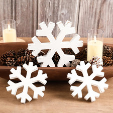 Christmas Decorations Winter Snowflakes Wooden Signs Indoor Tabletop Gift 3Pcs