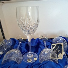 Vintage Bohemian Crystal Wine Glasses Set of 6 Original Box Never Used