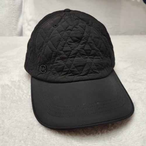 Michael Kors Hat Cap Strap Back Adjustable Womens Black Quilted Microfiber