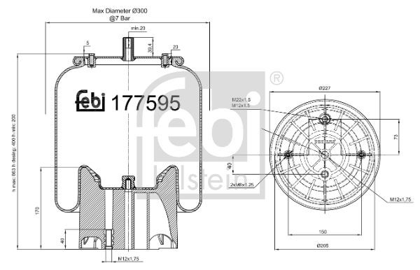 FEBI BILSTEIN 177595 Air Suspension Bellow With Piston Fits SCHMITZ CARGOBULL