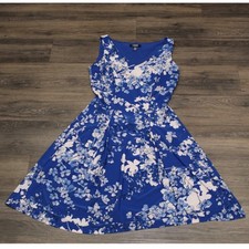 Chaps Dress Women's Small Floral Print Sleeveless Blue White