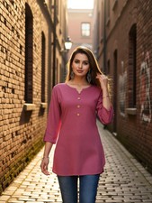 Women's Designer Ethnic Short Kurti Set Bollywood Beautiful Party Wear Kurta Set