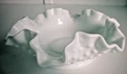 Vintage Fenton Hobnail Glass Ruffled Edge small Bowl