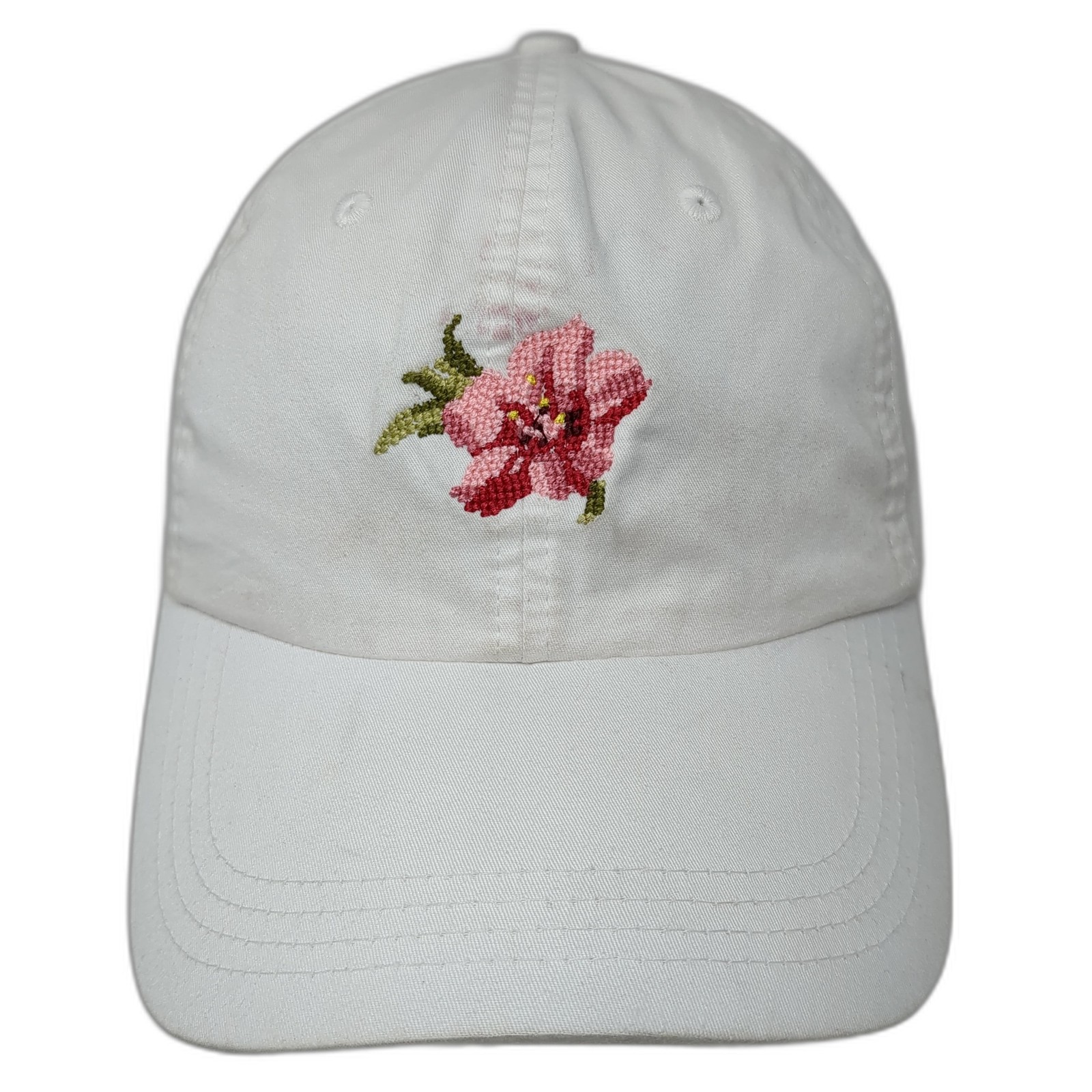 Ahead Strapback Hat Solid White One Size Embroide… - image 1