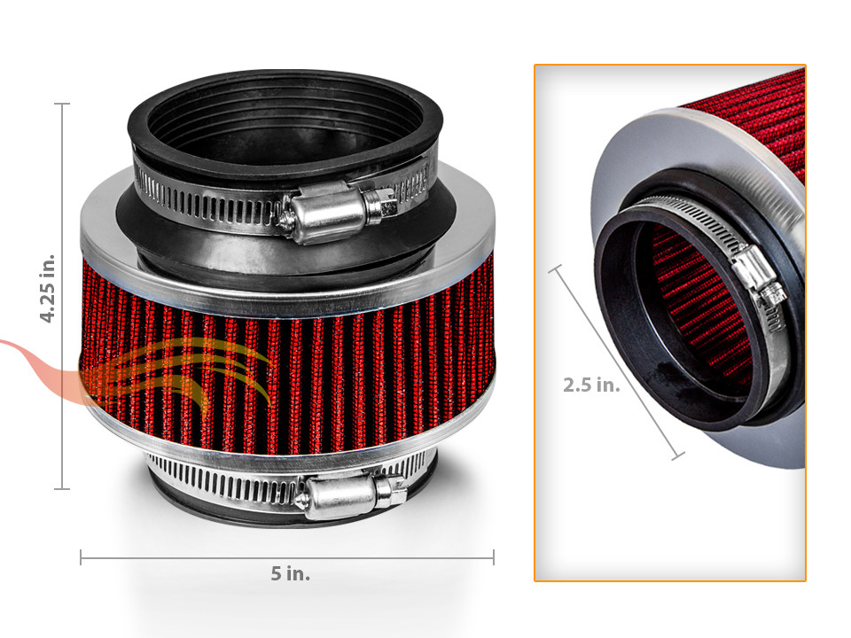 2.5" 2.5 Inches Cold Air Intake Bypass Valve Air Filter 63.5 mm RED Dodge