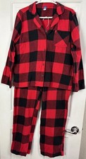 Old Navy Women  s Pajama Pjs Set Size Large Red and Black Check Top  Pants