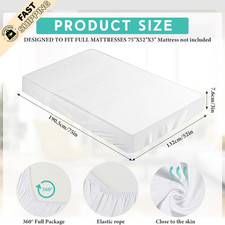 2-3 Inch Mattress Topper Cover Full 75x52 White Microfiber Memory Foam Protector