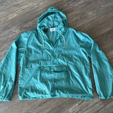 Izod Lacoste Men Lg Nylon Packable Hooded Windbreaker Pullover Lightweight Teal