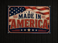 Made in America 8x12 Metal Sign Patriotic American Flag Vintage USA Wall Decor
