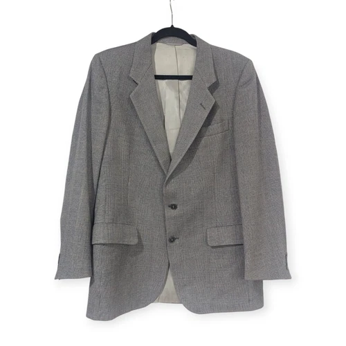 Valentino Uomo Blazer Uomo 40R Glen Plaid Lana Grigio Cappotto Sportivo Vintage Italia