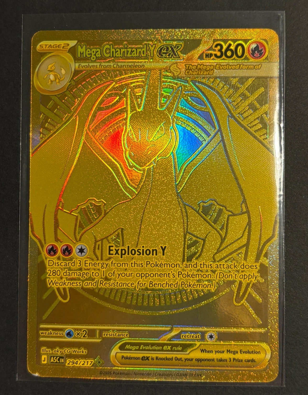 Gold Mega Charizard Y EX 294/217 Ascended Heroes Hyper Rare