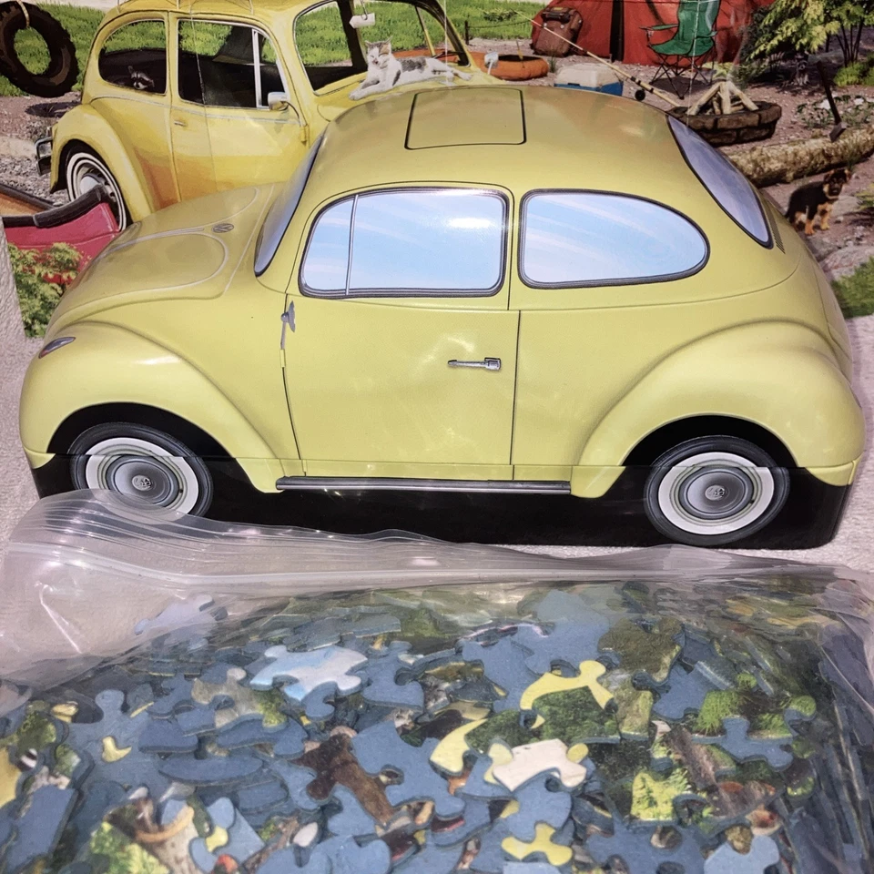Rompecabezas de 550 piezas Eurographics VW Yellow Beetle Camping lata coleccionable Foto 2 de 4