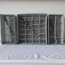 Pack of 4 Fabric Storage Box Closet Drawer Divider Socks Underwear Gray