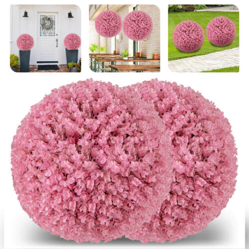 2PCS Artificial Plant Topiary Ball 17.5" Faux Decorative Balls Indoor Outdoor