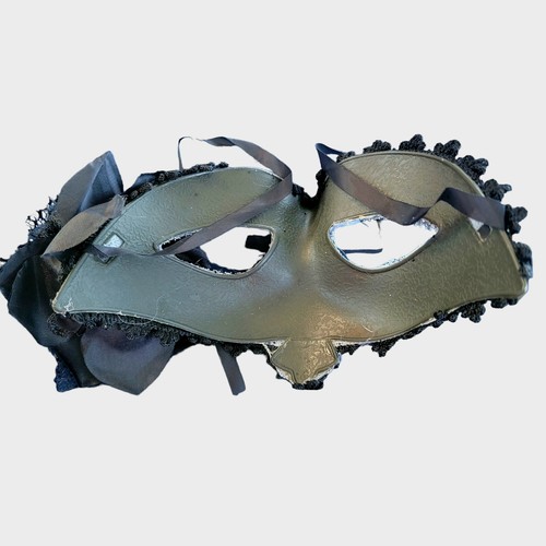 Masquerade mask black lace with sequins ribbon tie on new - Picture 3 of 3