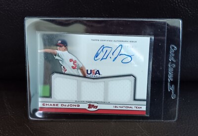 Chase DeJong~2011 Topps USA Baseball Triple Worn PATCH~Blue Auto~22/25~Chrome