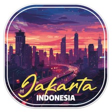 Sunset Indonesia Jakarta City - Car Bumper Sticker Vinyl Decal