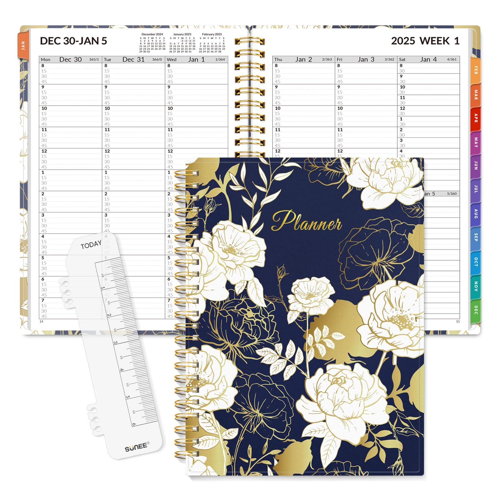 SUNEE 2025 Appointment Book Quarter-Hourly Weekly & Monthly - from January 20...