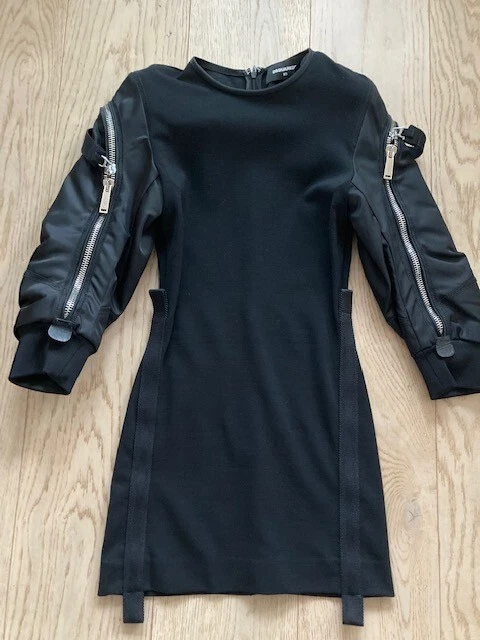Autentico abito donna DSQUARED2 nero lana matita impreziosito XS Made in Italy