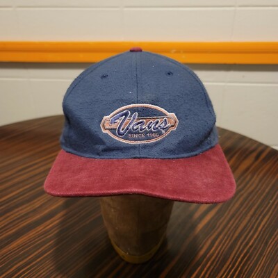 VTG Vans Skateboarding Snapback Hat Cap Sample Script Logo Hong Kong Navy Maroon