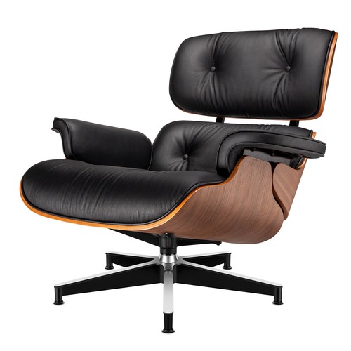 Pro Tall Eames Lounge Chair and Ottoman Italian Real Leather Armchair Recliner - Picture 17 of 22
