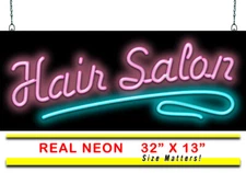 Hair Salon Neon Sign | Jantec | 32" x 13" | Cut Style Perm Dye Wash Color Wax