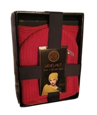 Christmas Special - Ladies Knit Hat and Scarf Set - Red