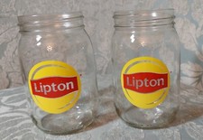 Lipton 5 inch tall glass pint jar drinking glasses, set/2,