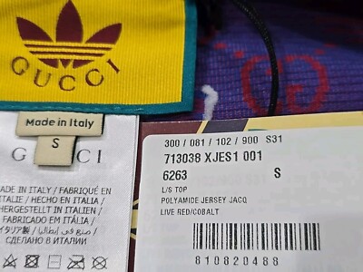 GUCCI x Adidas Top Cropped LS Shirt Jersey Jacquard S Small Red
