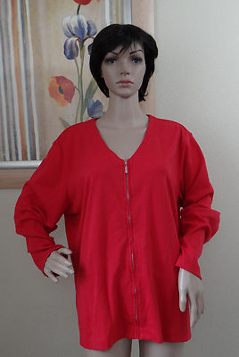CLASSIC ELEMENTS long sleeve red zip front  stretch jacket/top, size 16/18W