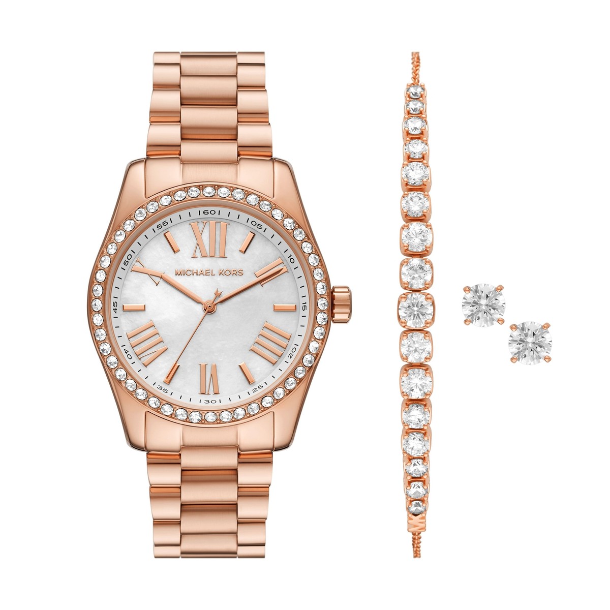 Rose Gold Echtheit Michael Kors Uhr Damenuhr Armband Ohrringe