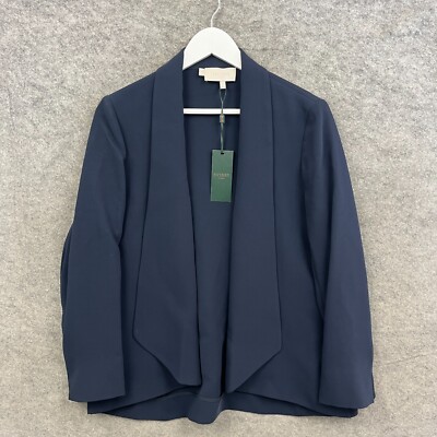 Hobbs Jacke Damen UK 14 blau Tess Wasserfall drapiert Blazer geteilter Saum Smart neu mit Etikett