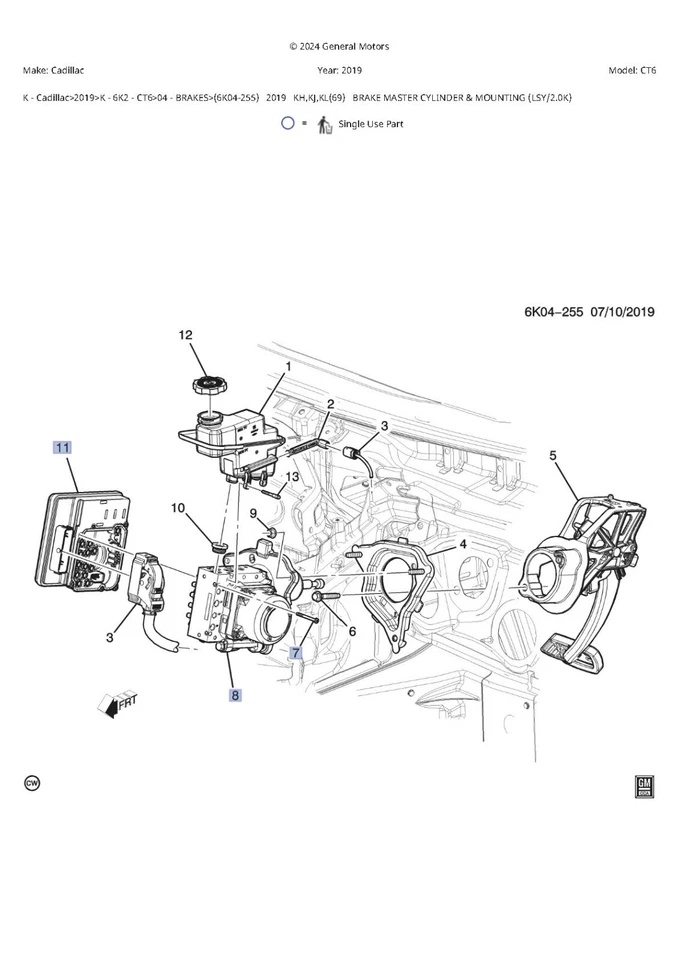 Cadillac CT6 GM 2019-20 cilindro maestro de freno con refuerzo y GM 84931599 NUEVO Foto 3 de 3