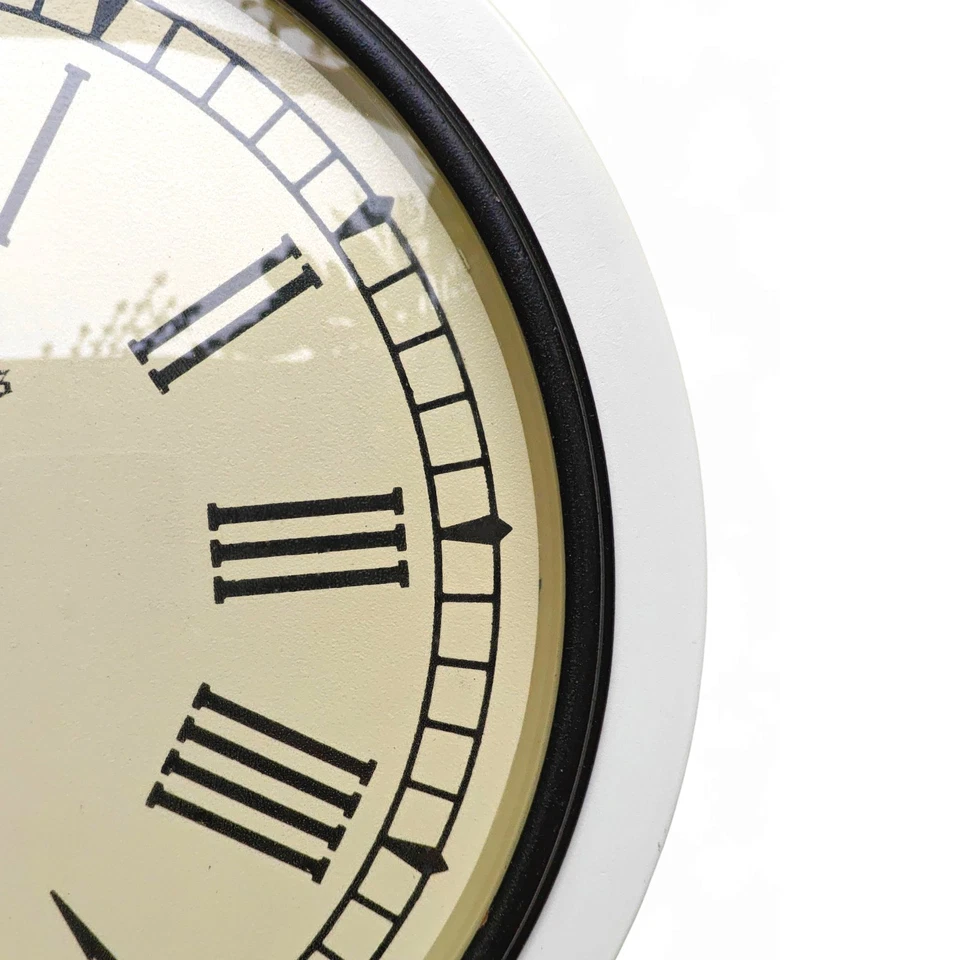 Reloj de Pared Madera Artesanal 10 Pulgadas - Diseño Clásico Blanco Vintage con Romano Foto 4 de 4