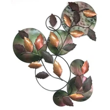 D-Art Collection Tin Metal and Iron Leaves Wall Decor in Multi-Color