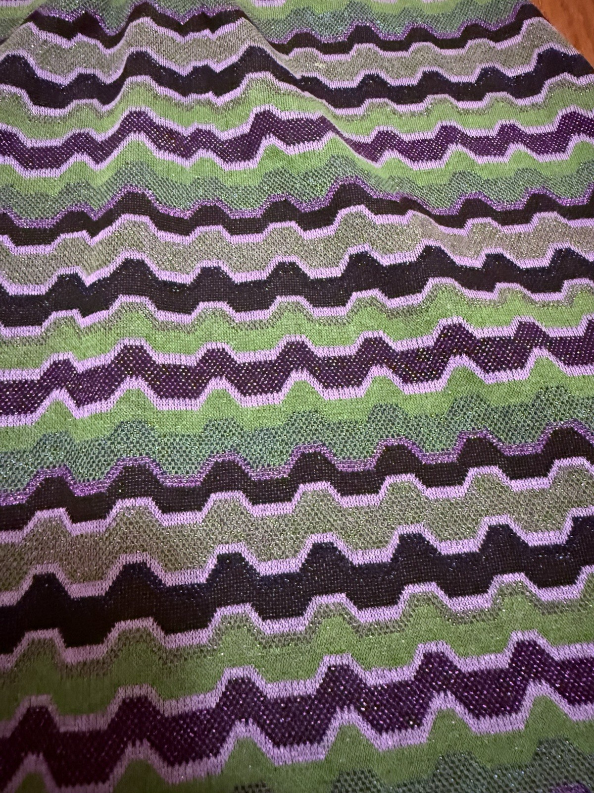 Zara Purple Green Retro Stripe Long Sleeve Dress Size Small thumbnail 7