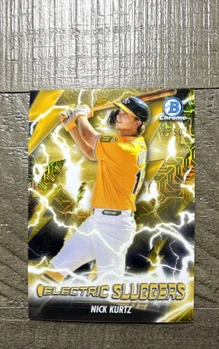 2026 Bowman Chrome Nick Kurtz Electric Sluggers Gold Mojo Refractor 16/50 A's