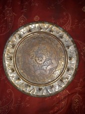 Piatto Vassoio 40 cm persiano in rame inciso martellato mano unico cesellato.