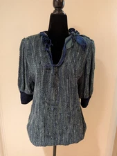 Vintage Anko Beaded Floral Blue Green Sweater Shirt Size 8 Johannesburg Chicago 