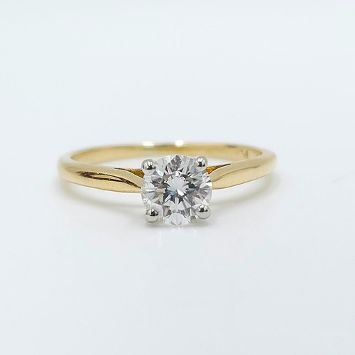 Antique 18ct Yellow Gold 1/2ct Natural Diamond Solitaire Ladies Ring Size J 1/2 - Picture 2 of 7